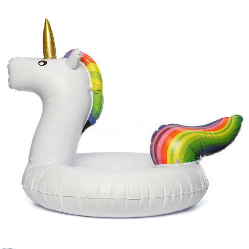 Giant Inflatable Rainbow Unicorn Water Float Raft Summer Swim Pool Beach Ring