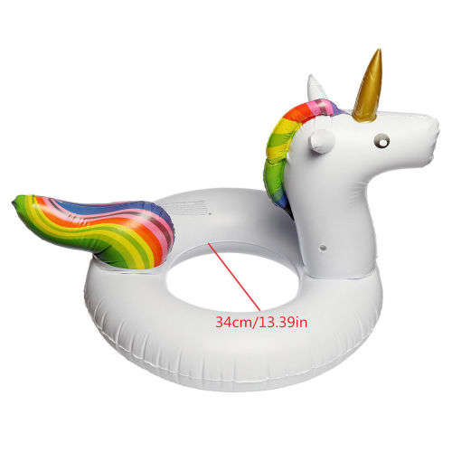 Giant Inflatable Rainbow Unicorn Water Float Raft Summer Swim Pool Beach Ring