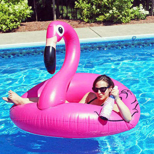 Inflatable Giant Flamingo Swimming Ring Summer Swim Float Rideable Raft Pool Toy