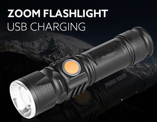 Adjustable LED Zoom 1000LM MINI USB Rechargeable Flashlight Torch Portable Lamp
