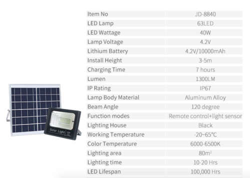 hot sale outdoor garden street lighting light 40W 1300LM solar led light