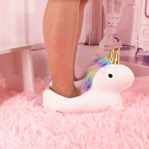 women Slippers unicorn Cute Adult Slippers Warm Cotton Woman (size : 37-40)