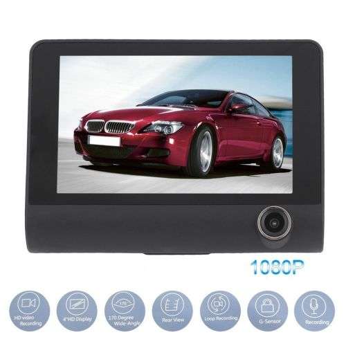 4'' HD 1080P 3 Lens Car DVR Dash Cam Vehicle Video Recorder Rearview Camera