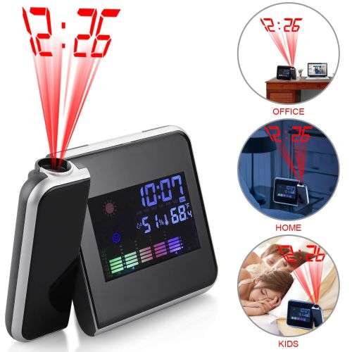 Digital Projection Alarm Clock LED with Temperature Weather Station LCD Display