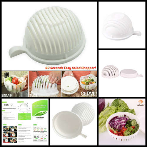 60 Seconds Fresh Salad Maker Cutter Bowl Slicer Vegetable Easy Washer Chopper