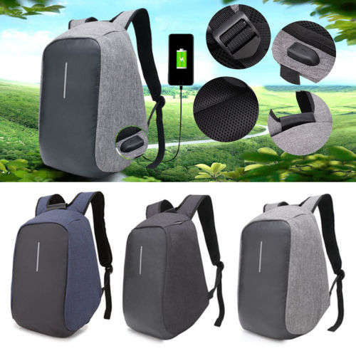 Anti-theft Mens Womens Laptop Notebook Backpack + USB Charging Port School Bag