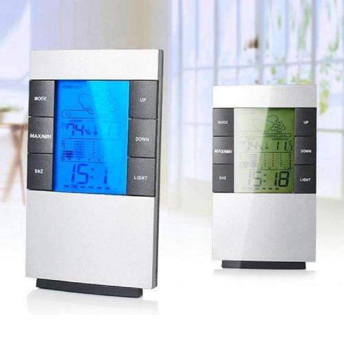 Weather Forecast Clock Digital LCD Temperature Humidity Meter Hygrometer Indoor