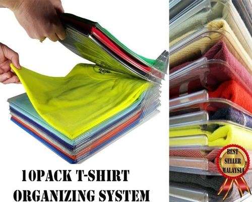10 PACK T-Shirts Divider Shelf Organizer System Closet Drawer