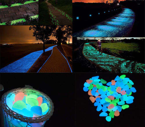 Wholease --Magical Garden Aquarium Fish Tank  Decor Glow in the Dark Pebble Stone Luminous Gravel