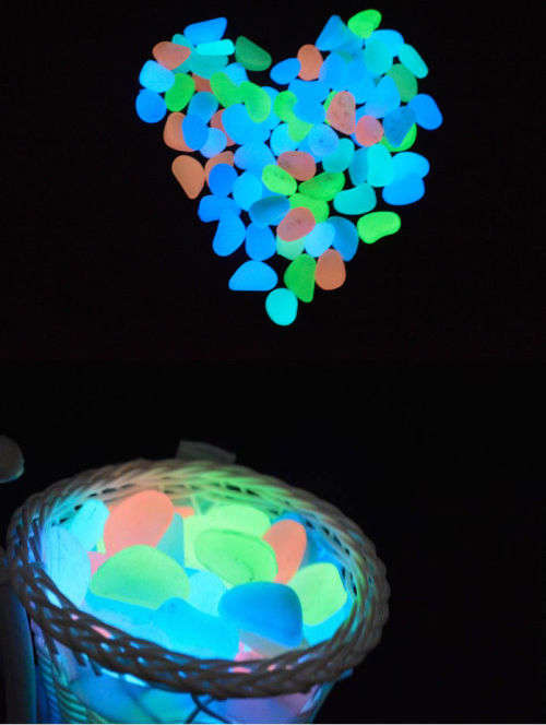 Wholease --Magical Garden Aquarium Fish Tank  Decor Glow in the Dark Pebble Stone Luminous Gravel