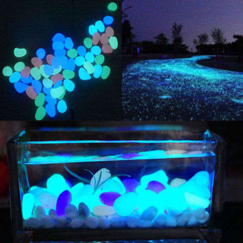 Wholease --Magical Garden Aquarium Fish Tank  Decor Glow in the Dark Pebble Stone Luminous Gravel