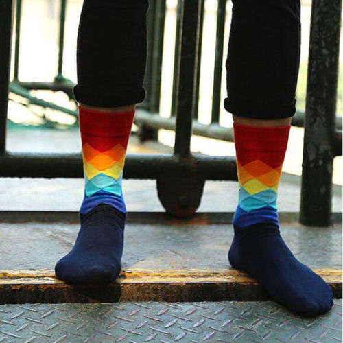 2 Pair Comfortable Compression Socks 3D Funny Colorful For Man Male Geometry