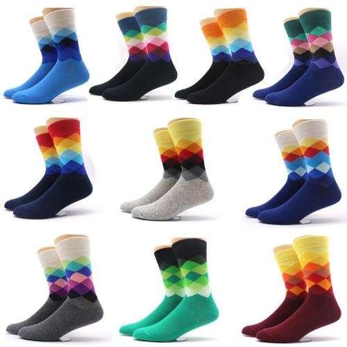 2 Pair Comfortable Compression Socks 3D Funny Colorful For Man Male Geometry