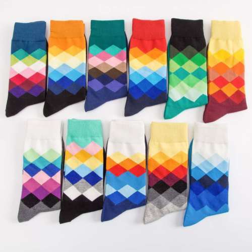2 Pair Comfortable Compression Socks 3D Funny Colorful For Man Male Geometry
