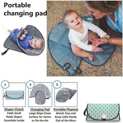 Clean Hands Changing Pad Portable Baby 3in1 Cover Mat Folding Diaper Bag Kit