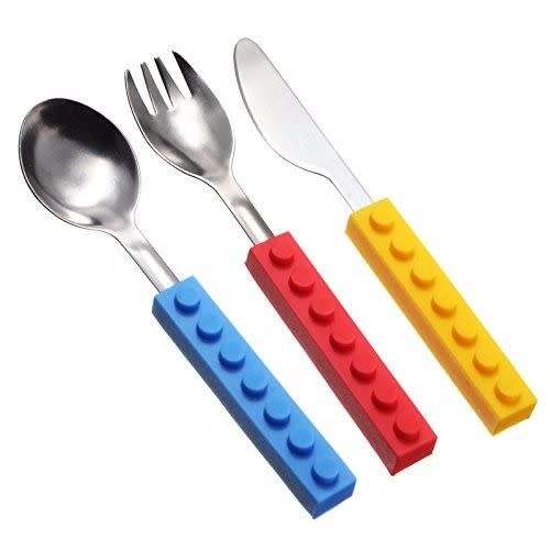Utensil Dining Set Brick Building block Fork Spoon Knife Kid Snack & Stack