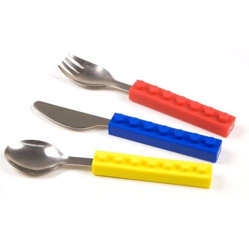 Utensil Dining Set Brick Building block Fork Spoon Knife Kid Snack & Stack