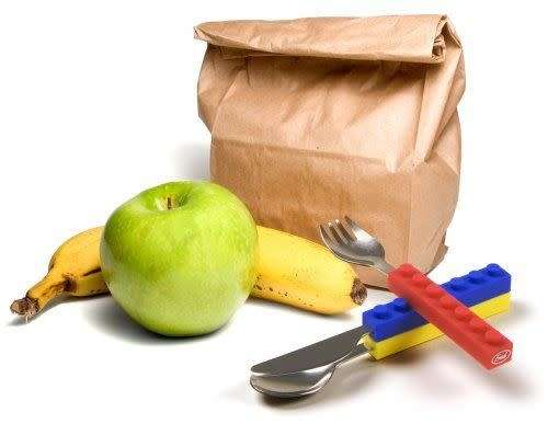 Utensil Dining Set Brick Building block Fork Spoon Knife Kid Snack & Stack