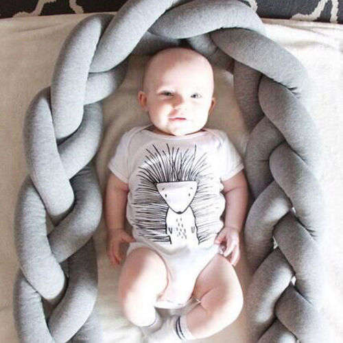 Infant Baby Plush Crib Bumper Bedding Bed Cot Braid Pillow Pad Protector