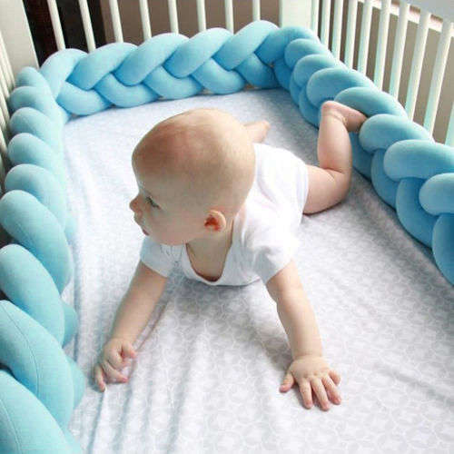 Infant Baby Plush Crib Bumper Bedding Bed Cot Braid Pillow Pad Protector