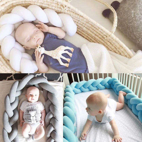 Infant Baby Plush Crib Bumper Bedding Bed Cot Braid Pillow Pad Protector