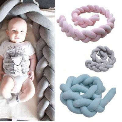 Infant Baby Plush Crib Bumper Bedding Bed Cot Braid Pillow Pad Protector