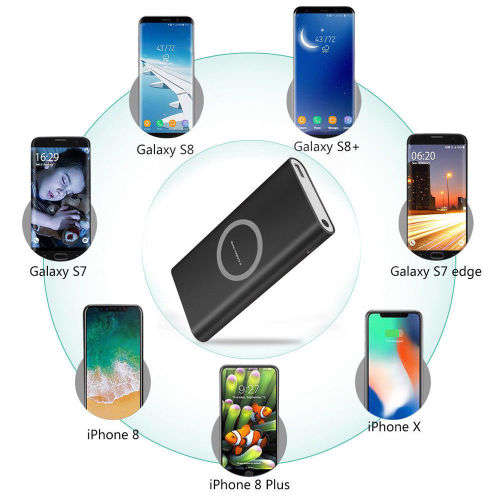 10000mAh Qi Wireless Power Bank & Fast Charging USB LED Portable Battery Charger