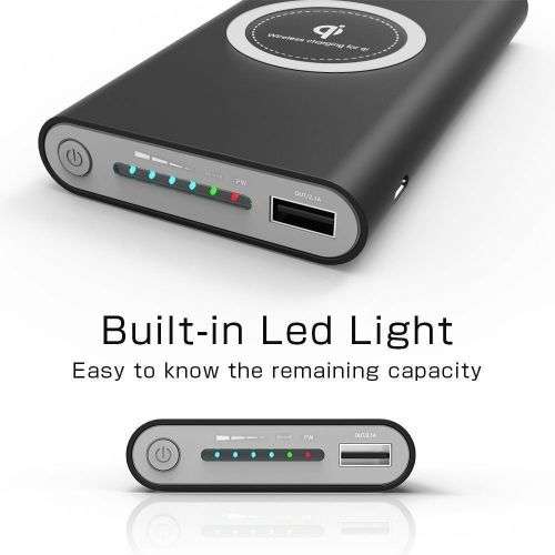 10000mAh Qi Wireless Power Bank & Fast Charging USB LED Portable Battery Charger