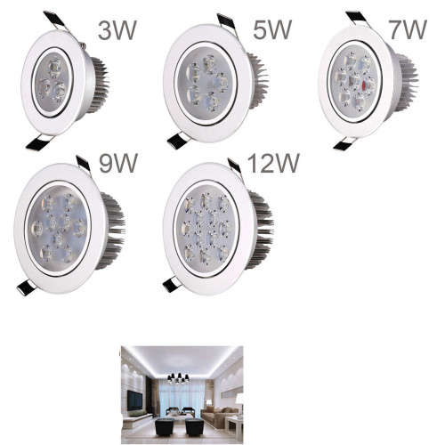 3W 5W 7W  9W 12W LED Recessed Ceiling Panel Downlight Fixture Lamp Spot