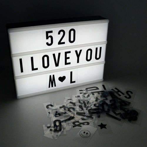 A4 Cinematic Light Up Sign Box Cinema LED Letter Lamp Home Party Decor Wedding