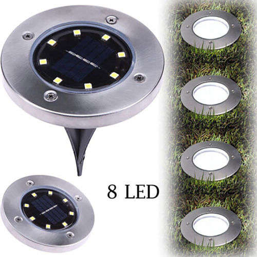 4 pcs 8 LED Solar Power Buried Light Under Ground Lamp Outdoor Path Way Garden Decking