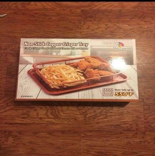 Copper Crispy Tray Oven Air Fryer Mesh Basket Ceramic Coating - Cook With No Oil
