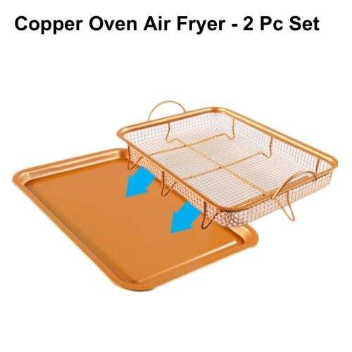 Copper Crispy Tray Oven Air Fryer Mesh Basket Ceramic Coating - Cook With No Oil