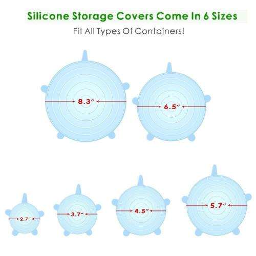 6 Pack Stretch Reusable Silicone Seal Cover