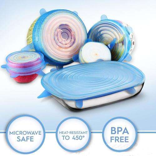 6 Pack Stretch Reusable Silicone Seal Cover