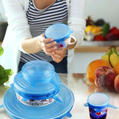 6 Pack Stretch Reusable Silicone Seal Cover