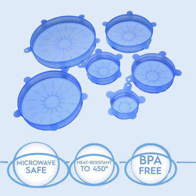 6 Pack Stretch Reusable Silicone Seal Cover