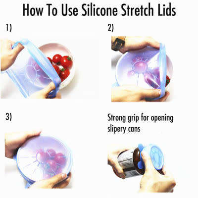 6 Pack Stretch Reusable Silicone Seal Cover