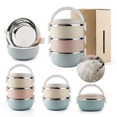3 Layers Stainless Steel Lunch Box Thermal Food Bento Insulated Container
