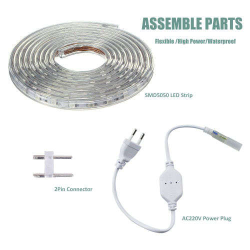10M Waterproof SMD 5050 LED Strip 220V 60LEDS/M Flexible Tape Rope Light