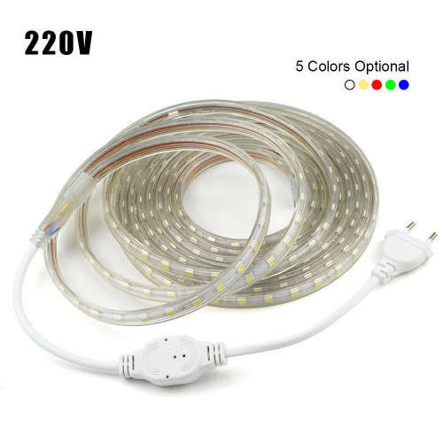 10M Waterproof SMD 5050 LED Strip 220V 60LEDS/M Flexible Tape Rope Light