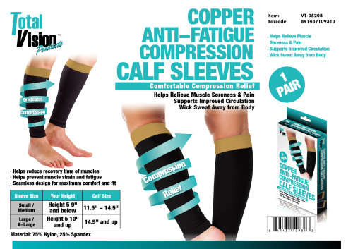 COPPER ANTI FATIGUE COMPRESSION CALF SLEEVE/SOCKS