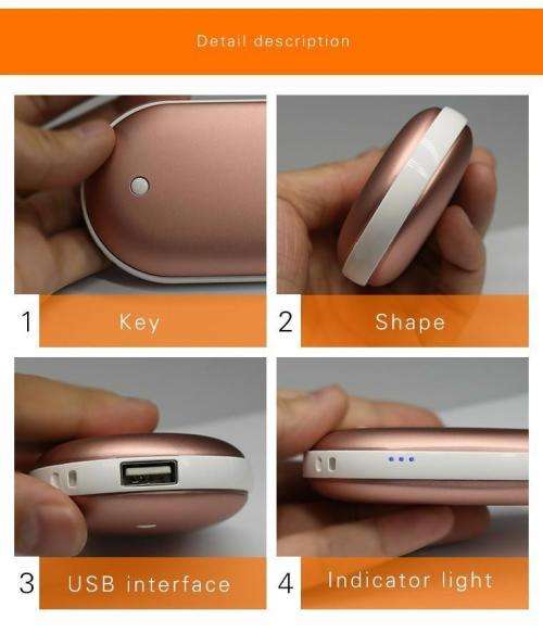 Electric USB Rechargeable Portable Pocket Hand Warmer Heater & Power Bank