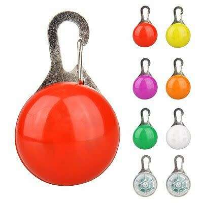 Dog Puppy Pet Collar Pendant LED Safety Clip-On Night Light Flashing