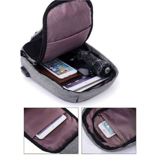 Men's Chest Pack Shoulder Bag Sling USB Charging Sports Anti-theft Bags