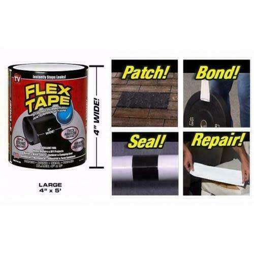 4" X 5' Flex Tape Patch Bond Super Strong Rubberized Waterproof Seal Repair Tape