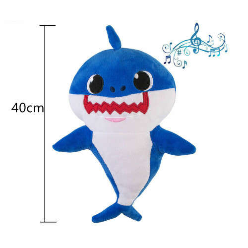 40cm Baby Shark Plush Singing LED Light Plush Toys Music Doll English Song Toy Gift