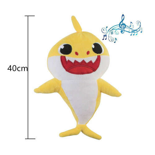 40cm Baby Shark Plush Singing LED Light Plush Toys Music Doll English Song Toy Gift