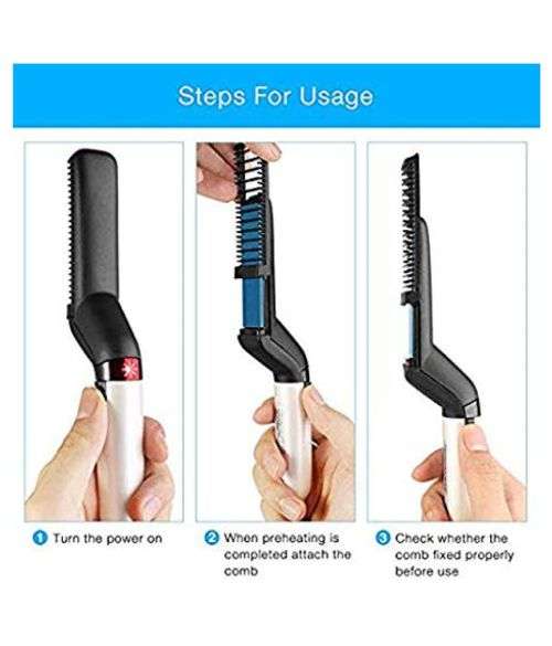 Men's Beard and Hair Curling Straightener Modelling Comb