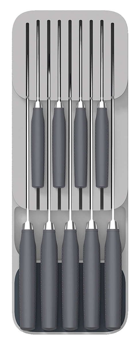 2 Tiers In-Drawer PVC Knife Block Holder Storage Organizer Kitchen Knives Drawer